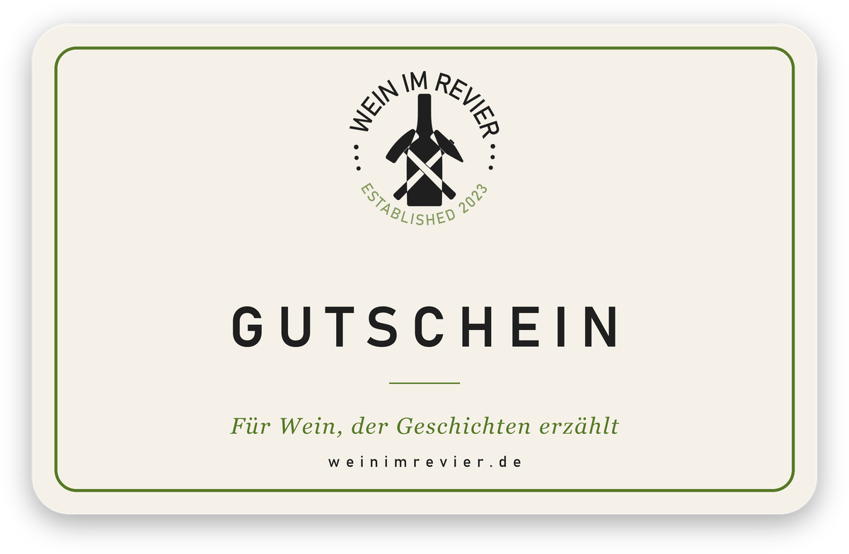 Wein im Revier Gutschein – Geschenkkarte in Creme mit Logo