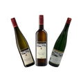 Weinpaket Mosel-Zeitreise - drei Flaschen symmetrisch angeordnet